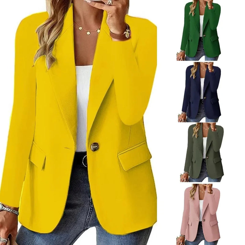 Women's Casual Jackets Blazer Light Yellow V Neck Cozy Lightweight Blazer Suit Jacket