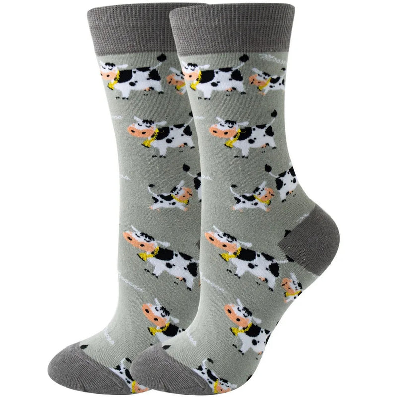 New Fashion Colorful Funny Happy Casual Women Socks Dress Harajuku Cute Animal Cartoon Men's Socks