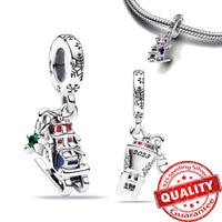 Holiday 925 Sterling Silver Polar Bear Funny Santa Charm Fit Original Bracelet Spinning Carousel Snowman Charm Christmas Jewelry