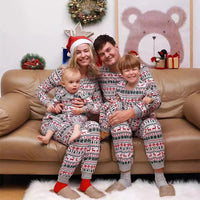 Christmas Family Matching Pajamas Set 2023 Mom Dad Kids Elk Print 2Pcs Clothes Baby Romper Family Look Soft Sleepwear Xmas Gift