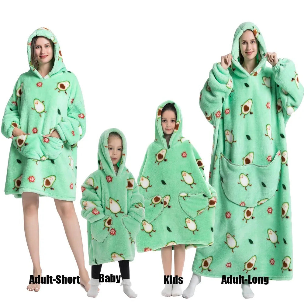 Winter Hoodies Sweatshirt Women Men Pullover Fleece Giant TV Oversized Blanket with Sleeves Adult Halloween Pumpkin Clothing