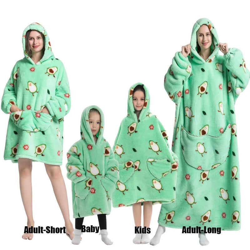 Winter Hoodies Sweatshirt Women Men Pullover Fleece Giant TV Oversized Blanket with Sleeves Adult Halloween Pumpkin Clothing