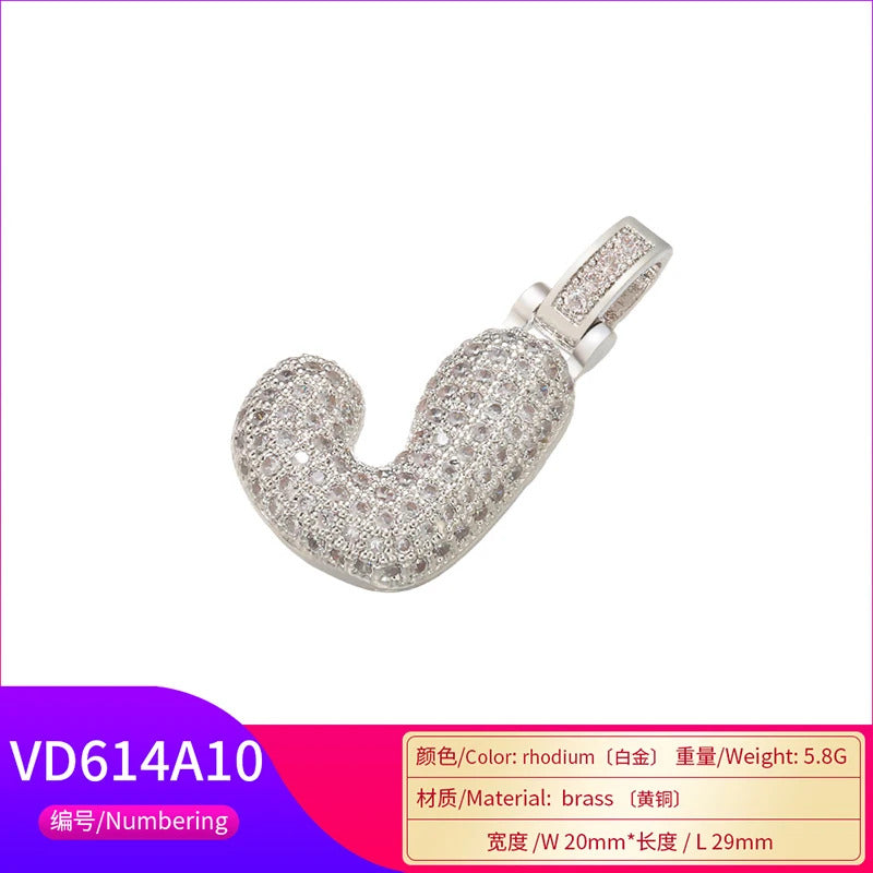 ZHUKOU 20x29mm delicate 26 silver color letter pendant for women handmade DIY necklace earrings jewelry accessories mode: VD614