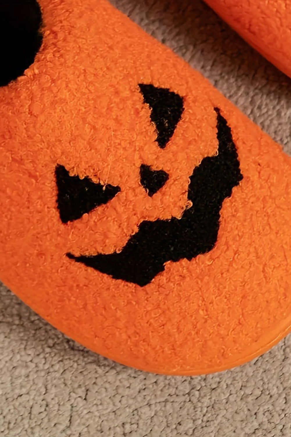 Orange Halloween Pumpkin Face Graphic Plush Slippers