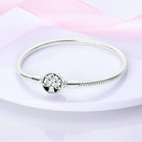 Bracelet Silver 925 Original 17-20CM Star Moon Sun Four Leaf Clover Green Zircon Bracelets Fit DIY Charms Birthday Jewelry Gifts