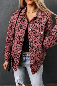 Pink Stars & Animal Spots Print Button Up Denim Shacket