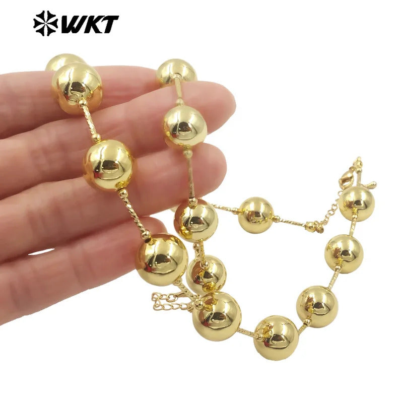 WT-JF350  WKT 2024 Luxury Yellow Brass Chain Pretty Bracelet Round Bead Women Gift Jewelry New Accessory Wedding