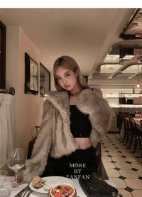 2024 Luxury Brand Autumn Winter Fur Coat Women Short Lazy Wind Fox Fur Jacket Cropped Fluffy Casaco De Pele Feminino