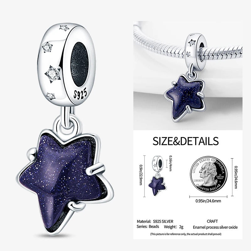 925 Sterling Silver Sun Moon And Stars Charm Beads Fits Pandach Original Bracelets Women Heart Pendants Bead DIY Luxury Jewelry