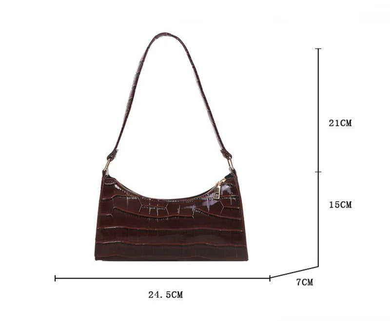 Fashion PU Leather Bags for Women Alligator Pattern Armpit Handbag Female Small Underarm Messenger Bag Purse