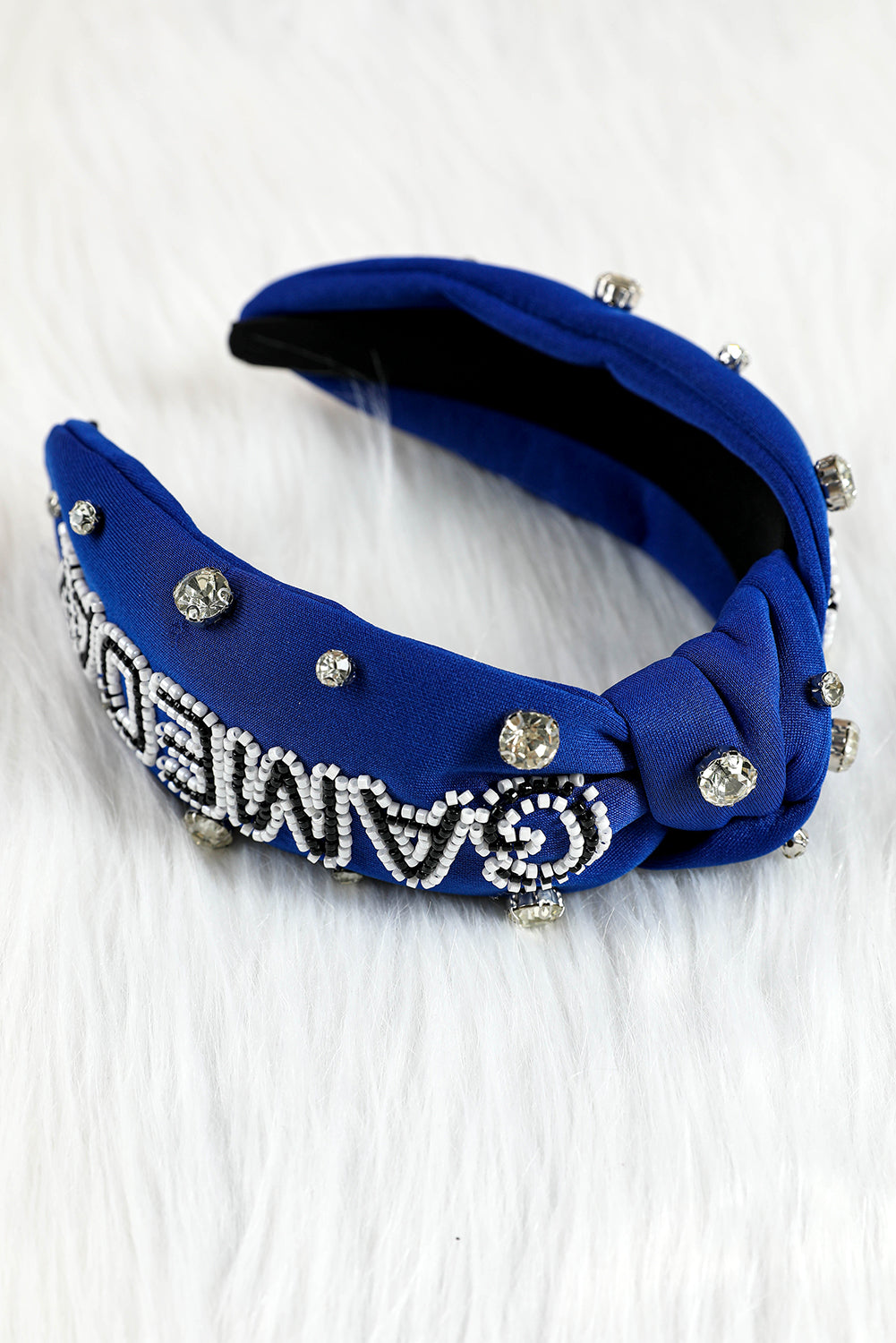 Dark Blue GAME DAY Rugby Football Season Diamond Knotted Headband