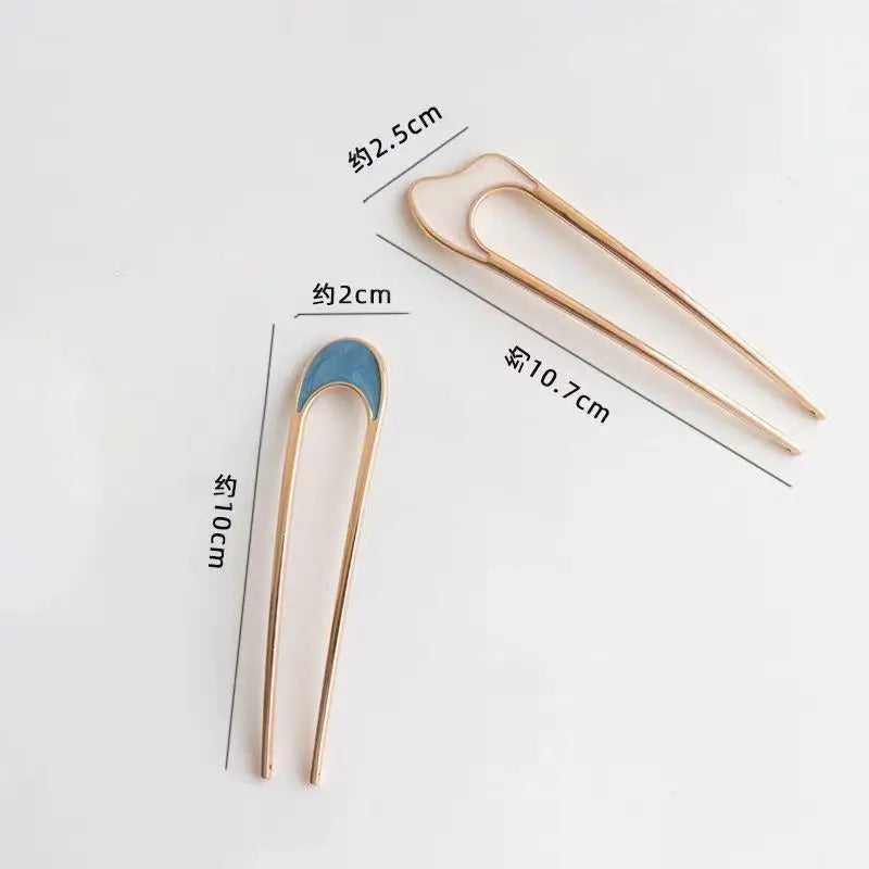 New Simple Fork Metal Hairpin U-shaped Alloy Hair Ornament Hair Accessories for Girls