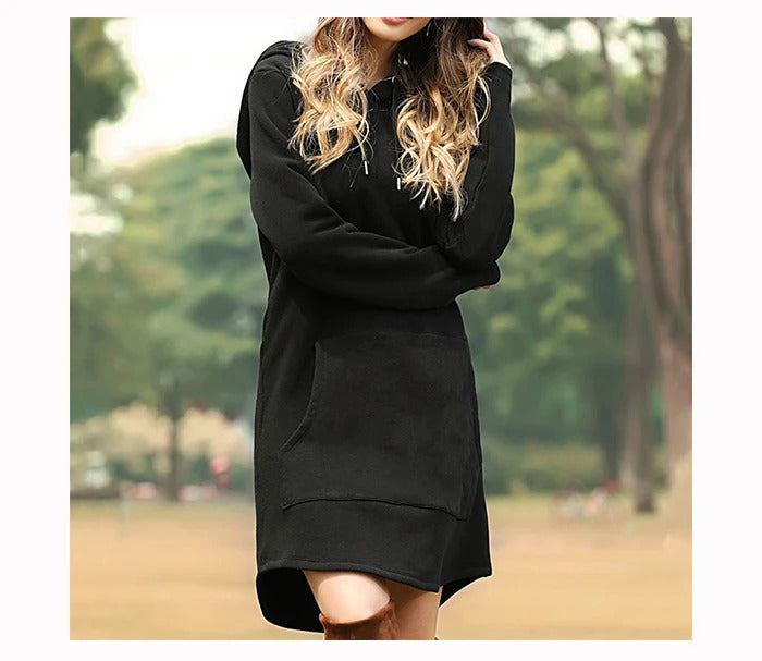 Jocoo Jolee Casual Loose Solid Women Hoodies Long Style Sweatshirt Casual Pocket Oversized Hoodie kpop Hoody Dress Pullover