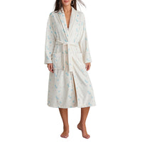 Women Flannel Robe Home Sleepwear Floral Print Shawl Collar Bathrobe Kimono Robe with Belt Winter Warm Pajamas Clothes