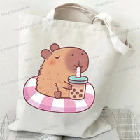 Bobo Tea Capybara Graphics Women Handbags Harajuku Animal Shoulder Bag Fashion Cartoon Tote Shopping Bag Side Bag for Ladies