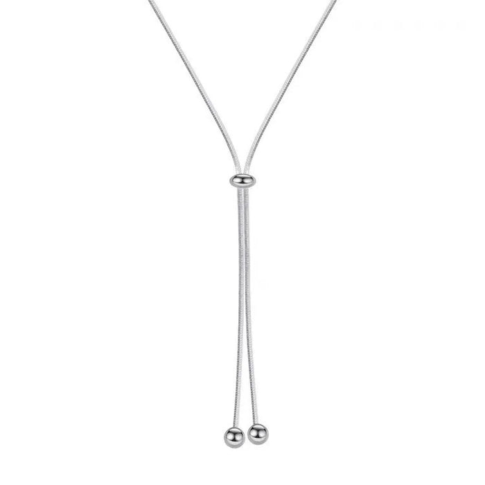 Simple Long Tassel Titanium Steel Sweater Chain Design Necklace