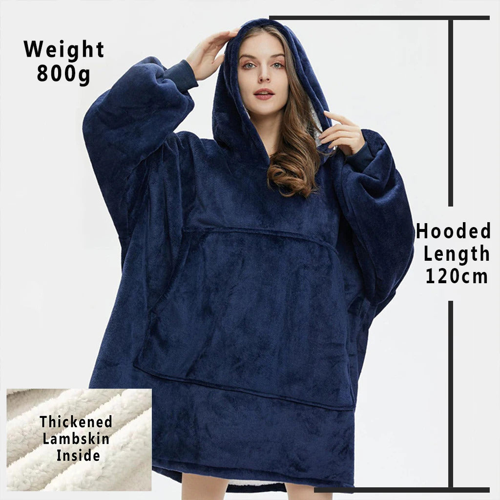 Winter Hoodies Sweatshirt Women Men Pullover Fleece Giant TV Oversized Blanket with Long Flannel Sleeves