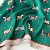 2023 Luxury Horse Print Female Silk Neck Scarf Square Hair Scarves Foulard Head Band Shawls Wraps Neckerchief Bandana Women