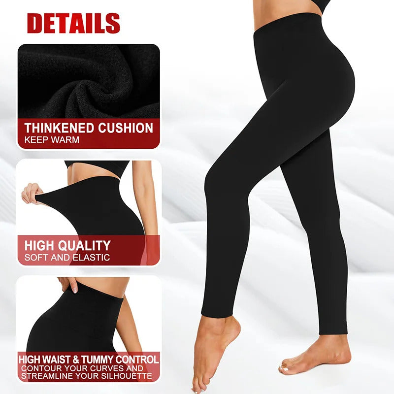 Winter Warm Leggings Women's Thermal Pants Polar Pantyhose Sock Lined Pants Velvet Tights Skin Effect High Waist Wool Leggings