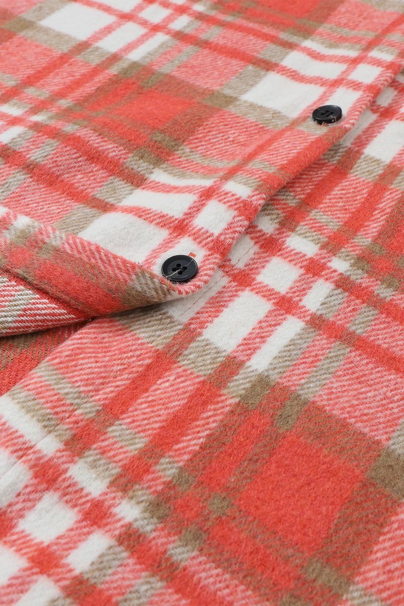 Plaid Flap Pocket Long Sleeve Shacket