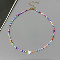 Colorful Seed Beads Choker Nekklace for Girl Spring Summer New Love Heart Design Collar Jewelry Wholesale Dropshipping