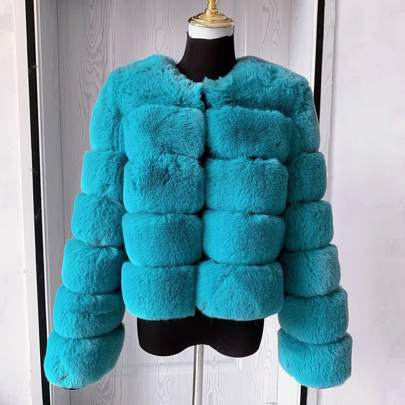 Women's Fashion faux fur coat super hot Autumn Winter women short Faux fox fur fluffy jacket high quality 7xl Ladies furry coats