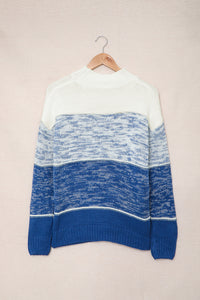 Red Colorblock Knit Pullover Sweater