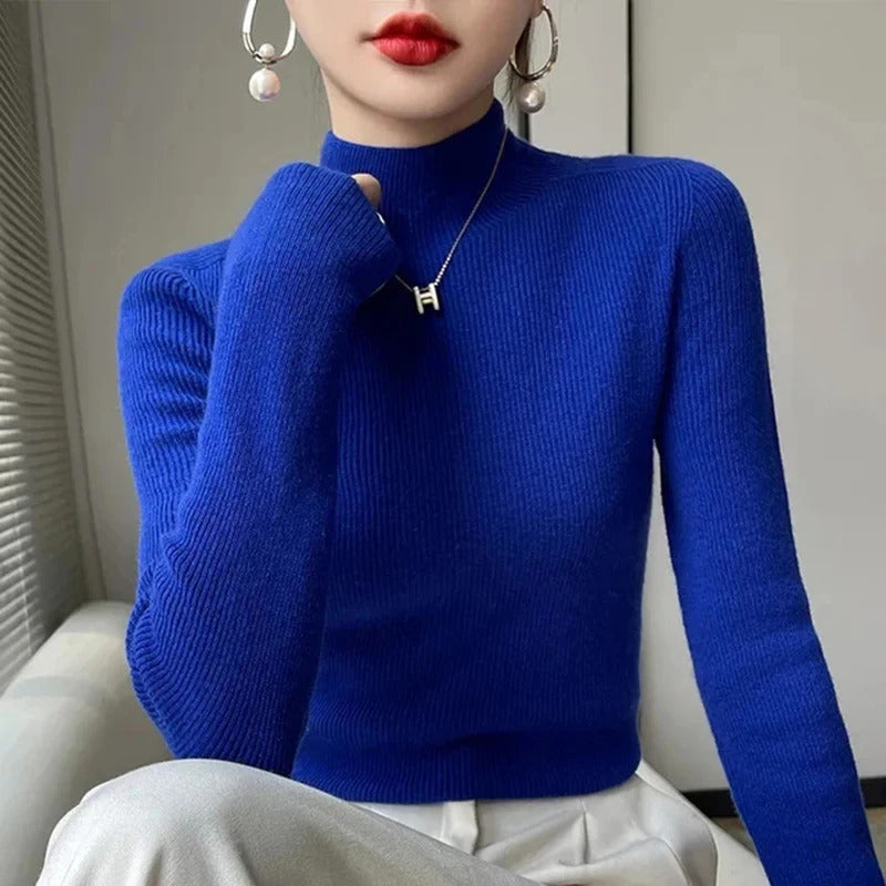 MEXZT Solid Sweater Women Half Turtleneck Knitted Pullovers Harajuku Korean Thick Knitwear Autumn Winter Fashion Slim Jumpers