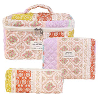 Women's Spring elegant flower pattern makeup bags, 2 pcs/set portable large capacity cosmetic storage bags, zipper makeup organizer for travel use