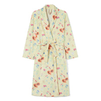 Women Flannel Robe Home Sleepwear Floral Print Shawl Collar Bathrobe Kimono Robe with Belt Winter Warm Pajamas Clothes