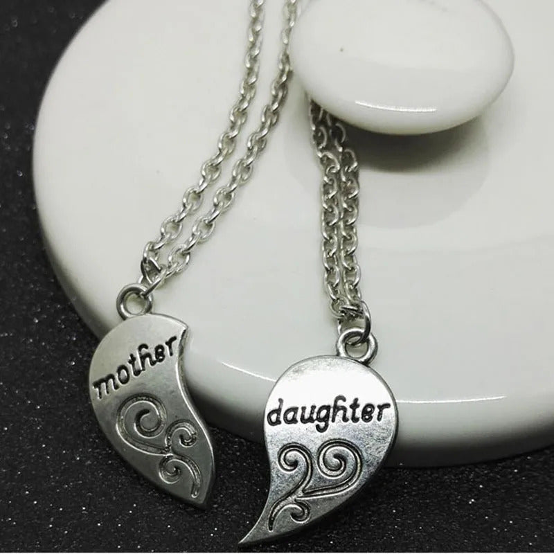 2pcs Antique Silver-plated Necklace Fashionable Mother Beautiful Daughter Combination For Love Parent Child Style Jewelry