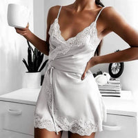 Summer Nightgown For Women Spaghetti Strap Lace Lingeries Sleepwear Sexy Deep V-Neck Nightdress See-Through Home Clothes пижама