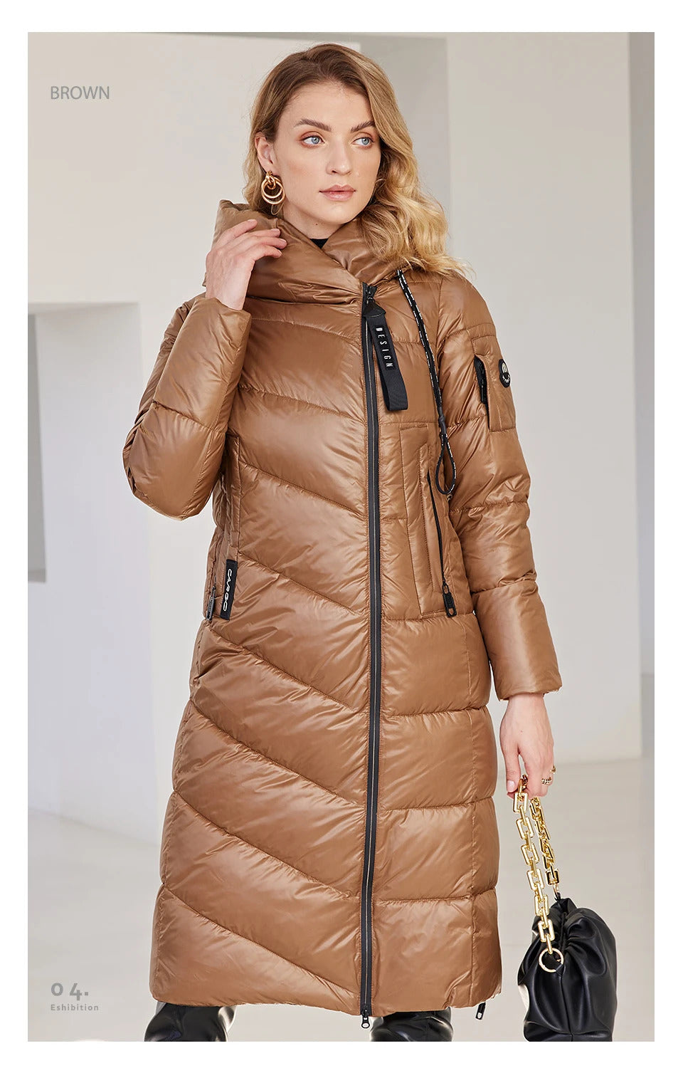 HaiLuoZi 2024 New Women's Winter Jacket Long Warm Windproof Hooded Zipper Quilted Casual Slim Cotton Lady Parkas Women Coat 6055