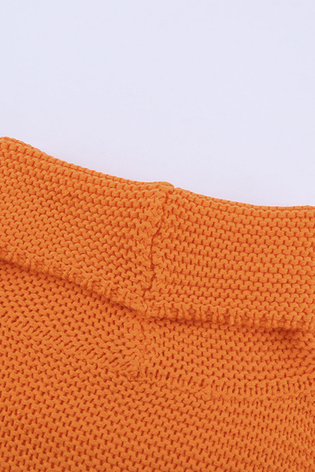 Orange Turtleneck Splicing Chunky Knit Pullover Sweater