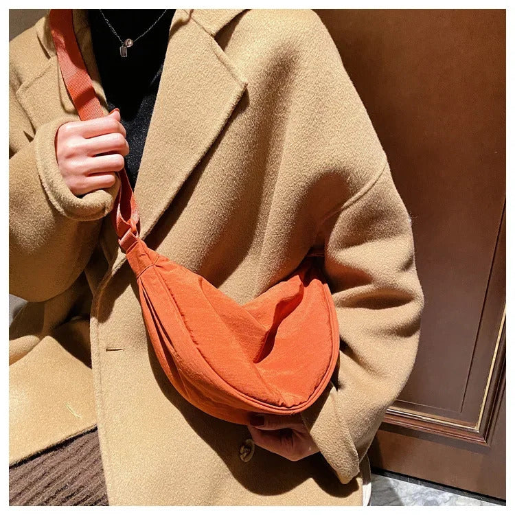 Casual Nylon Hobos Crossbody Bag for Women Shoulder Bag Woman Half Moon Chest Bags Tote Lady Travel Shopper Bag Female Purses