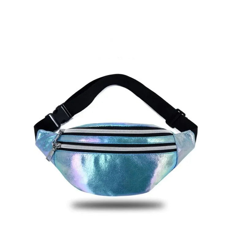 Holographic Fanny Pack Hologram Waist Bag Laser Beach Travel Banana Hip Bum Zip Waist Bags Women Belt Bag For Girls