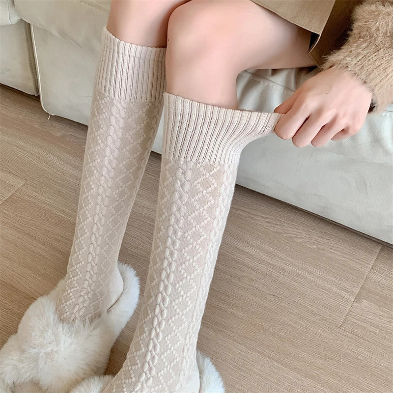 Retro Women Stockings High Quality Japanese Style New Solid Color Knee High Socks For Women Korean Style Warm Casual Long Socks