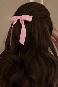 Pink Satin Knot Bow Hair Clip