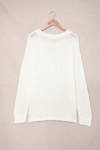 Green Oversize Knitted Drop-shoulder Sleeve Sweater