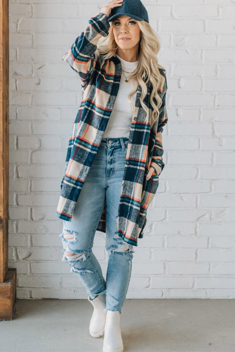 Apricot Mid Length Classic Plaid Shacket