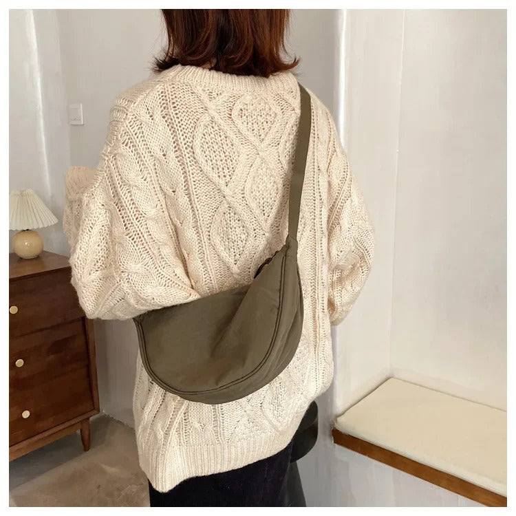 Casual Nylon Hobos Crossbody Bag for Women Shoulder Bag Woman Half Moon Chest Bags Tote Lady Travel Shopper Bag Female Purses