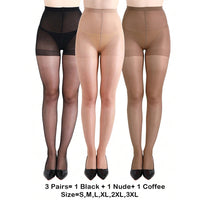 Kave 3 Pairs 20D Women's Sheer Tights Ultra Thin High Waist Pantyhose Thigh High Stockings