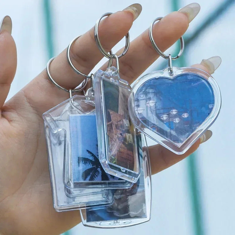 1/10pcs Transparent Photo Frame Keychain Tassels Snap-In Custom Insert Photo Acrylic Blank Keyring Clear Blank Picture Pendant