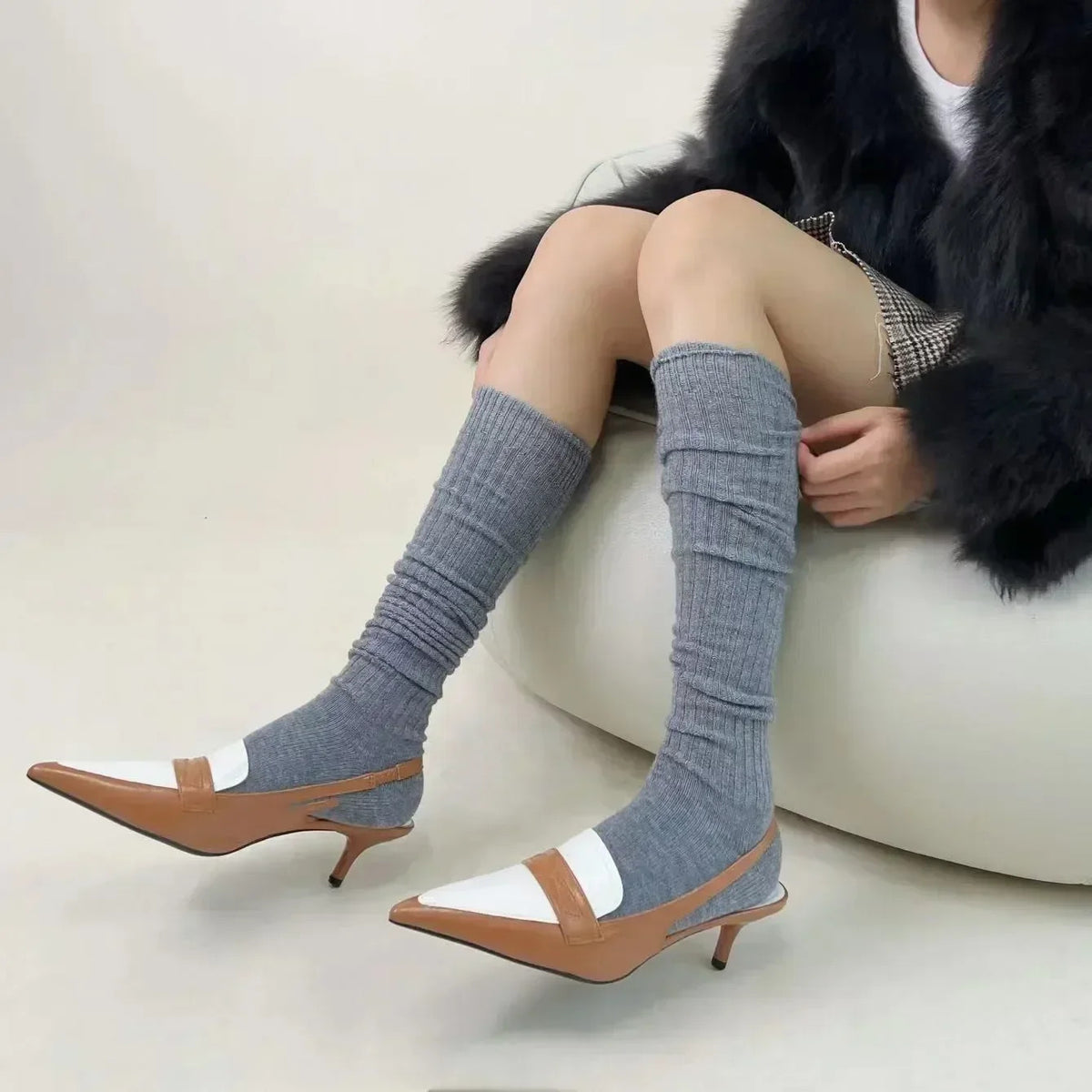 Women Soft Wool Long Socks Autumn Winter Cashmere Solid Knitted Stocking Skinny Casual Knee High Fluffy Warm Thicken Girls Socks