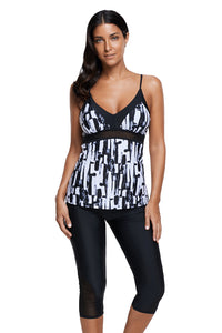 Abstract Print Tankini and Capris Short Swimsuit