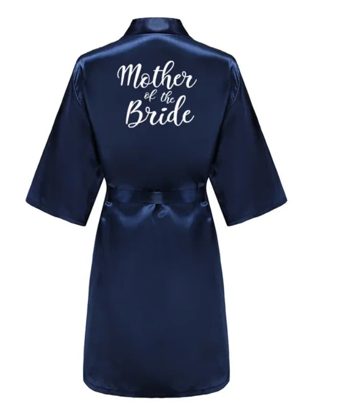 Satin Silk Robes Plus Size Wedding Bathrobe Bride Bridesmaid Mother Maid of Honor Gown Women Clothing Sleepwear Navy Blue