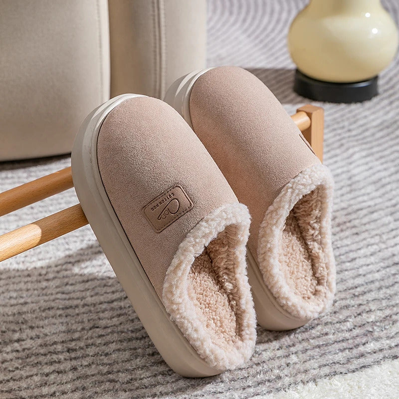 Cotton sandals for women, thick sole, non-slip and warm 2024 new winter indoor home plush cotton slippers for men