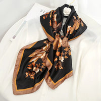 Luxury Brand Silk Satin Square Scarf Women Hijab Bandana Muslim Headscarves Shawl Wrap Ladies Headband Neckerchief Foulard 90cm