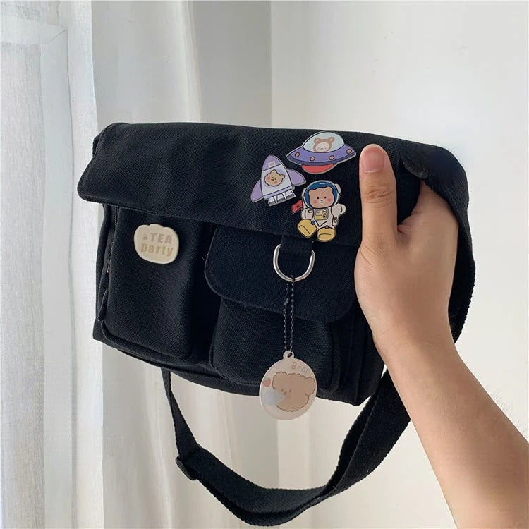 Cute Canvas Bag Wild Student Women Handbags Shoulder Bag Female Japanese Harajuku Diagonal Crossbody Bags for Girl Pouch Bolsas