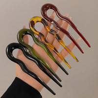 U-Shaped Hair Fork Fashion Tortoiseshell Acetate Acrylic Hairpin Geometric Design Headwear Hair Sticks Women Girls